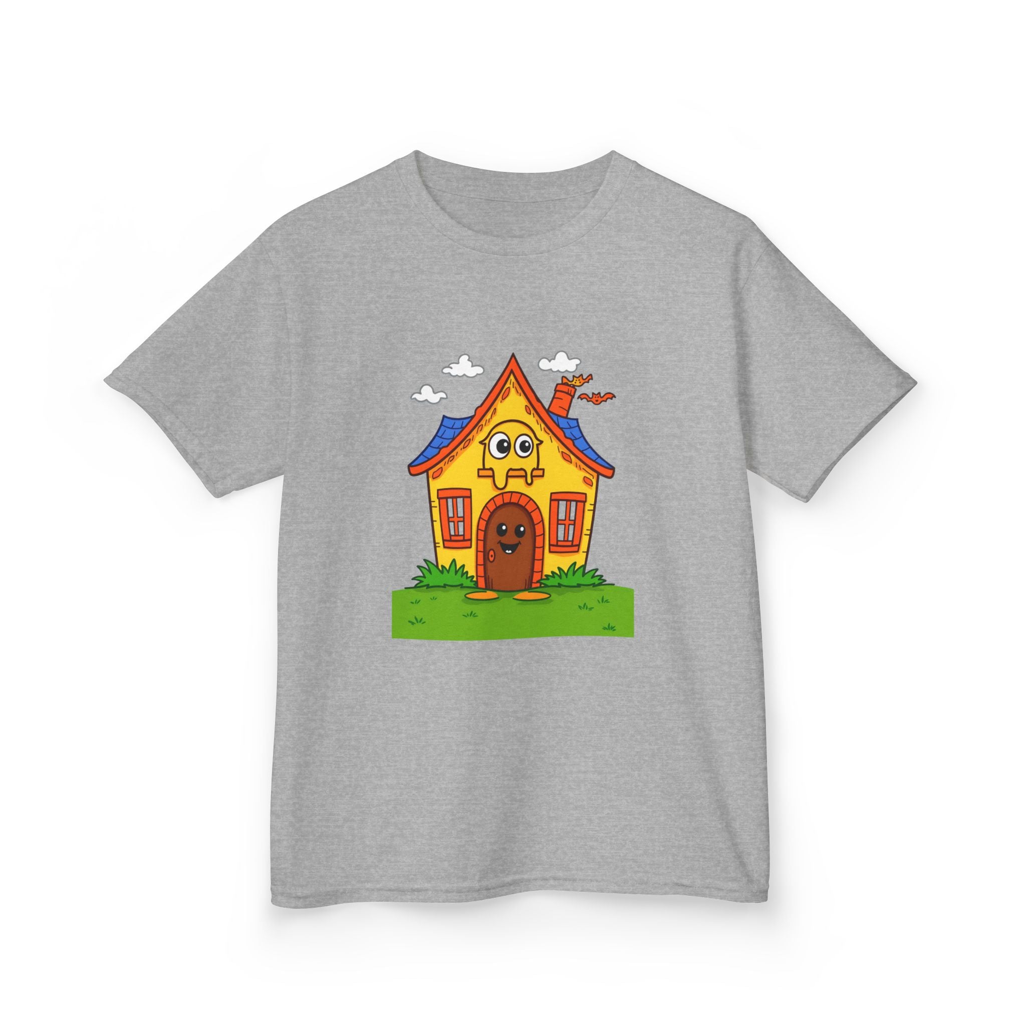 Kids Cartoon House Tee - Playful Cotton Shirt for Children, Birthday Gift, Cute Summer Outfit, Indoor Fun Top, Gifts for Kids