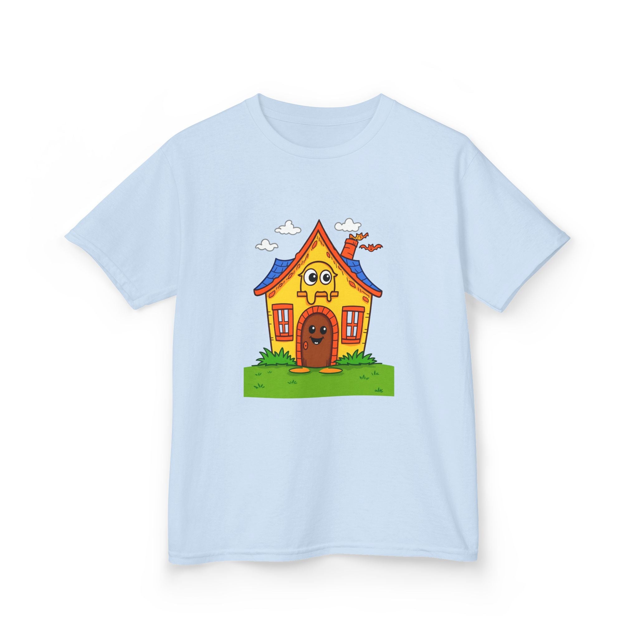 Kids Cartoon House Tee - Playful Cotton Shirt for Children, Birthday Gift, Cute Summer Outfit, Indoor Fun Top, Gifts for Kids