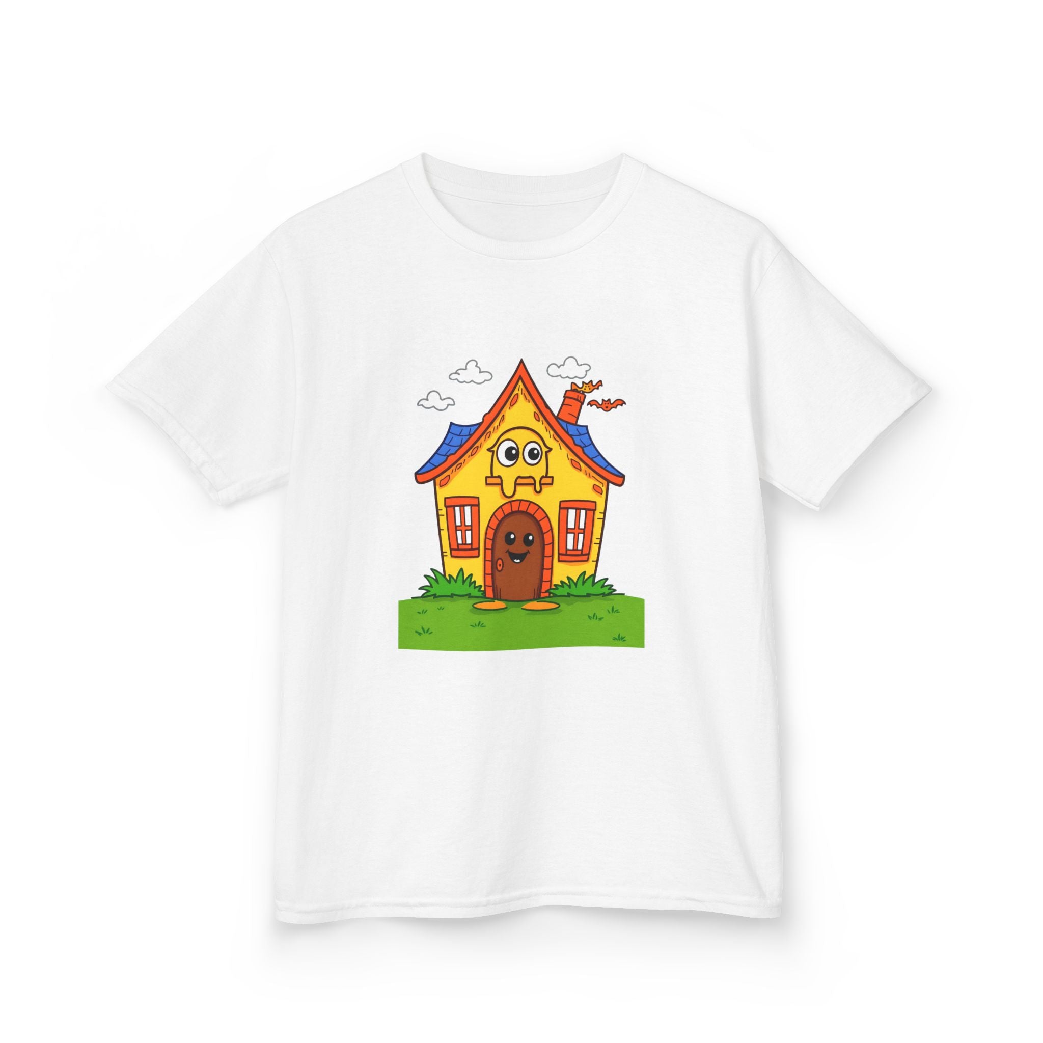 Kids Cartoon House Tee - Playful Cotton Shirt for Children, Birthday Gift, Cute Summer Outfit, Indoor Fun Top, Gifts for Kids