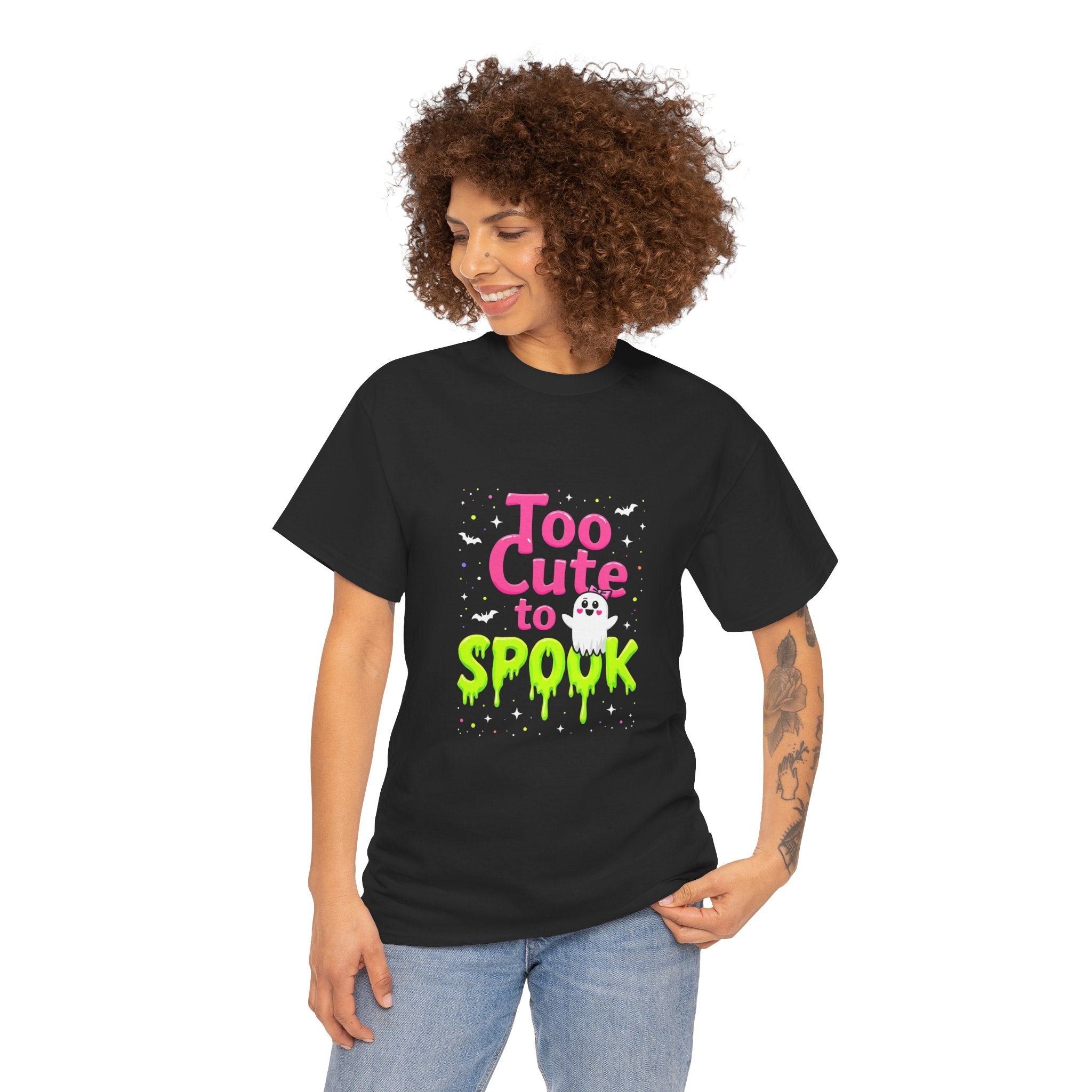 Too Cute to Spook Halloween Tee, Unisex Heavy Cotton Shirt, Spooky Apparel, Cute Ghost T-Shirt, Halloween Costume Top, Fun Halloween Gift