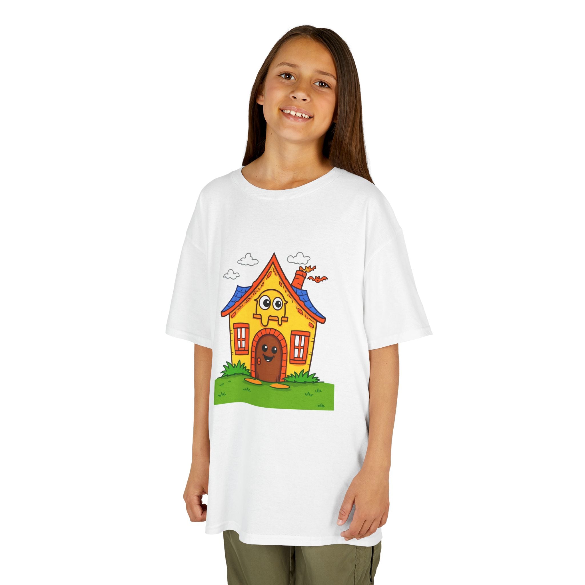 Kids Cartoon House Tee - Playful Cotton Shirt for Children, Birthday Gift, Cute Summer Outfit, Indoor Fun Top, Gifts for Kids