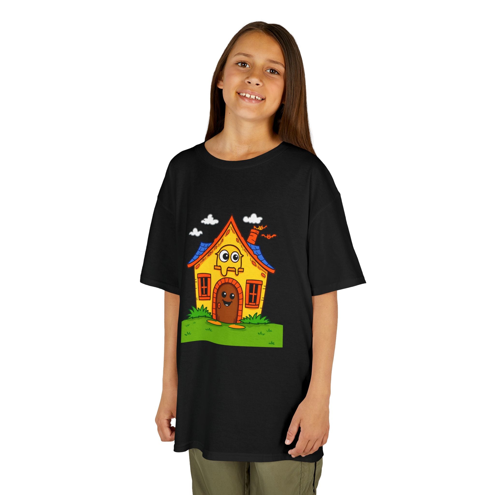 Kids Cartoon House Tee - Playful Cotton Shirt for Children, Birthday Gift, Cute Summer Outfit, Indoor Fun Top, Gifts for Kids