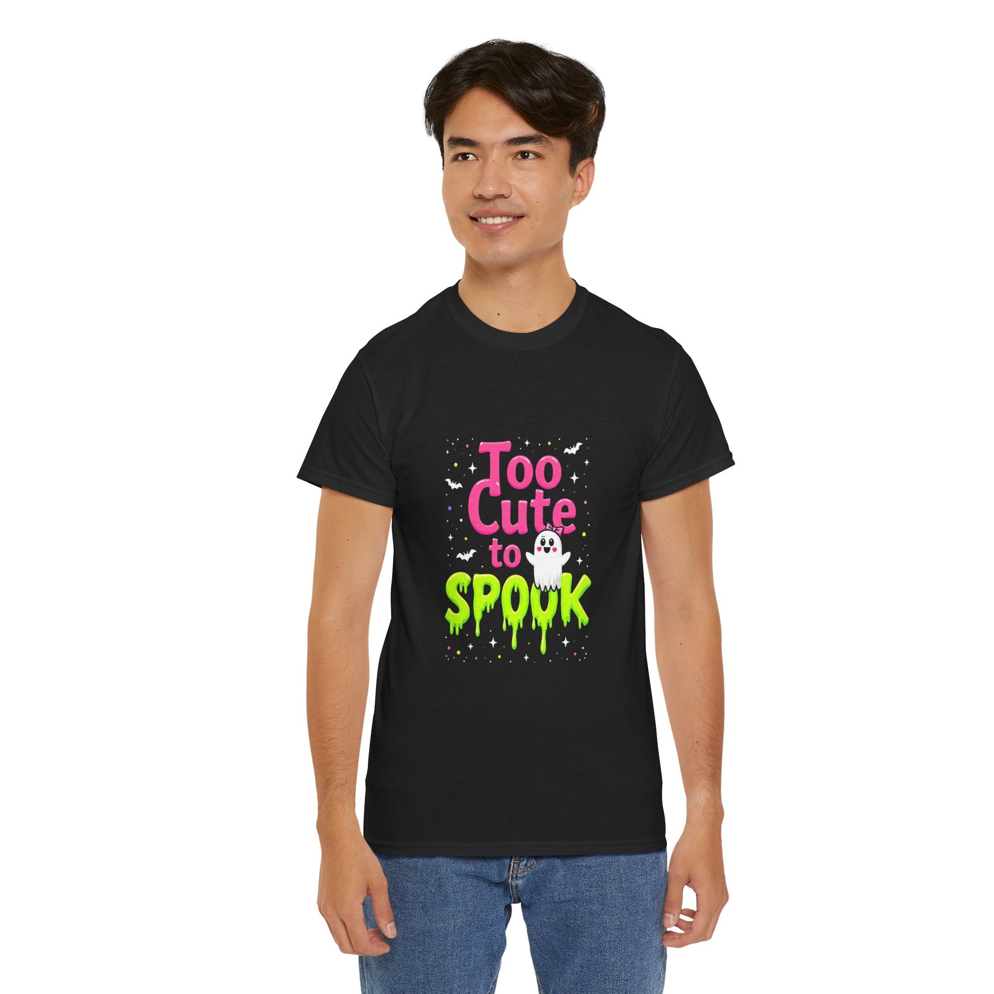 Too Cute to Spook Halloween Tee, Unisex Heavy Cotton Shirt, Spooky Apparel, Cute Ghost T-Shirt, Halloween Costume Top, Fun Halloween Gift