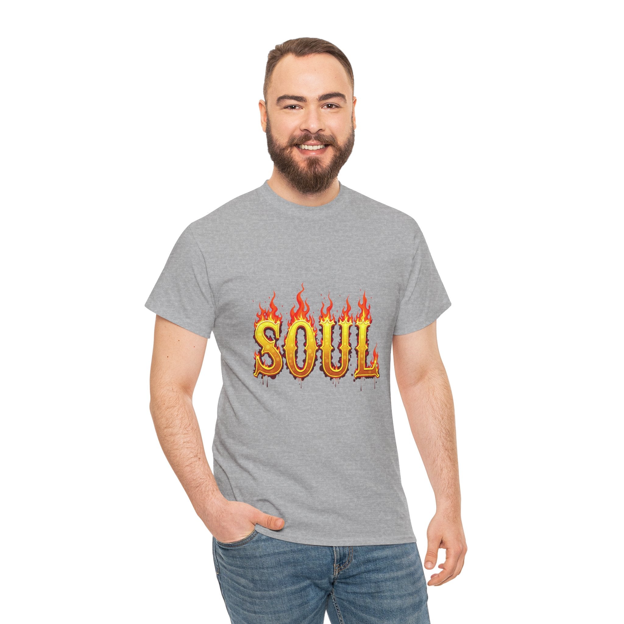 Soul Fire Unisex Heavy Cotton Tee, Graphic Tee, Casual Wear, Streetwear, Gift for Friends, Music Lovers, Summer Style
