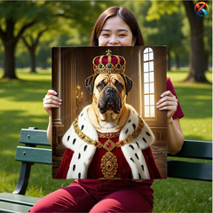 Royal Pet Portrait – King Outfit with Crown – Custom Digital Pet Art