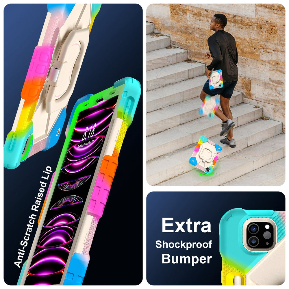 iPad Air 5 2022 / iPad Air 4 2020 Case With Pen Slot & Strap - Colorful