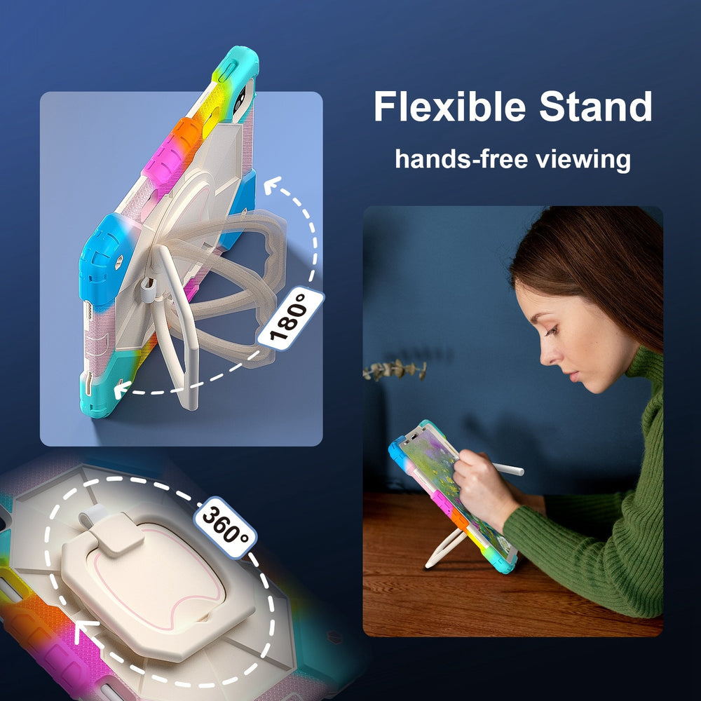 iPad Air 5 2022 / iPad Air 4 2020 Case With Pen Slot & Strap - Colorful