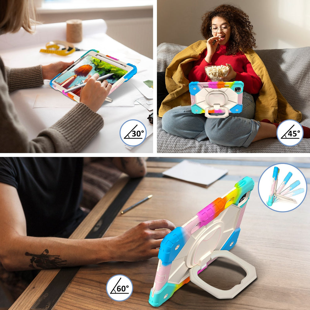 iPad Air 5 2022 / iPad Air 4 2020 Case With Pen Slot & Strap - Colorful