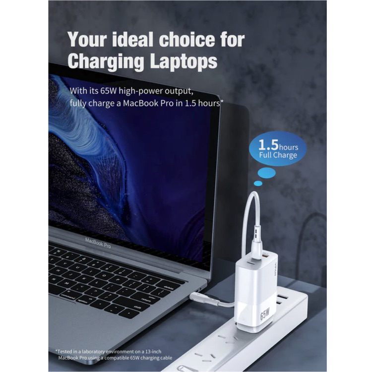 USB Wall Charger Fast Charge 65W PD for MacBook, Surface, Mobile Phones