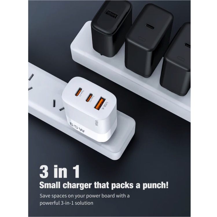 USB Wall Charger Fast Charge 65W PD for MacBook, Surface, Mobile Phones