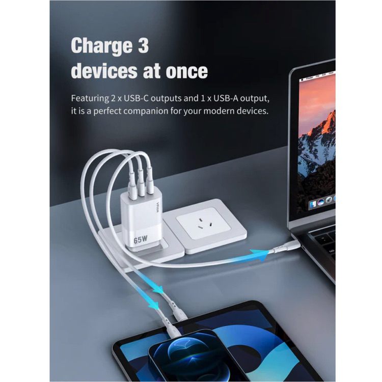 USB Wall Charger Fast Charge 65W PD for MacBook, Surface, Mobile Phones