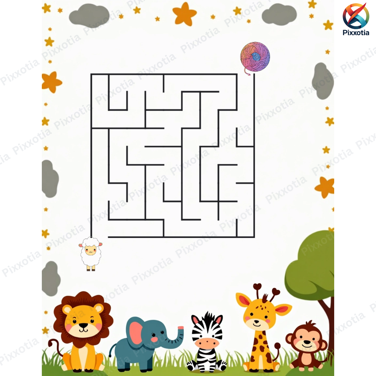 Maze Book (PDF) 50 Pages Including Solution Printable Book Easy Level - 1