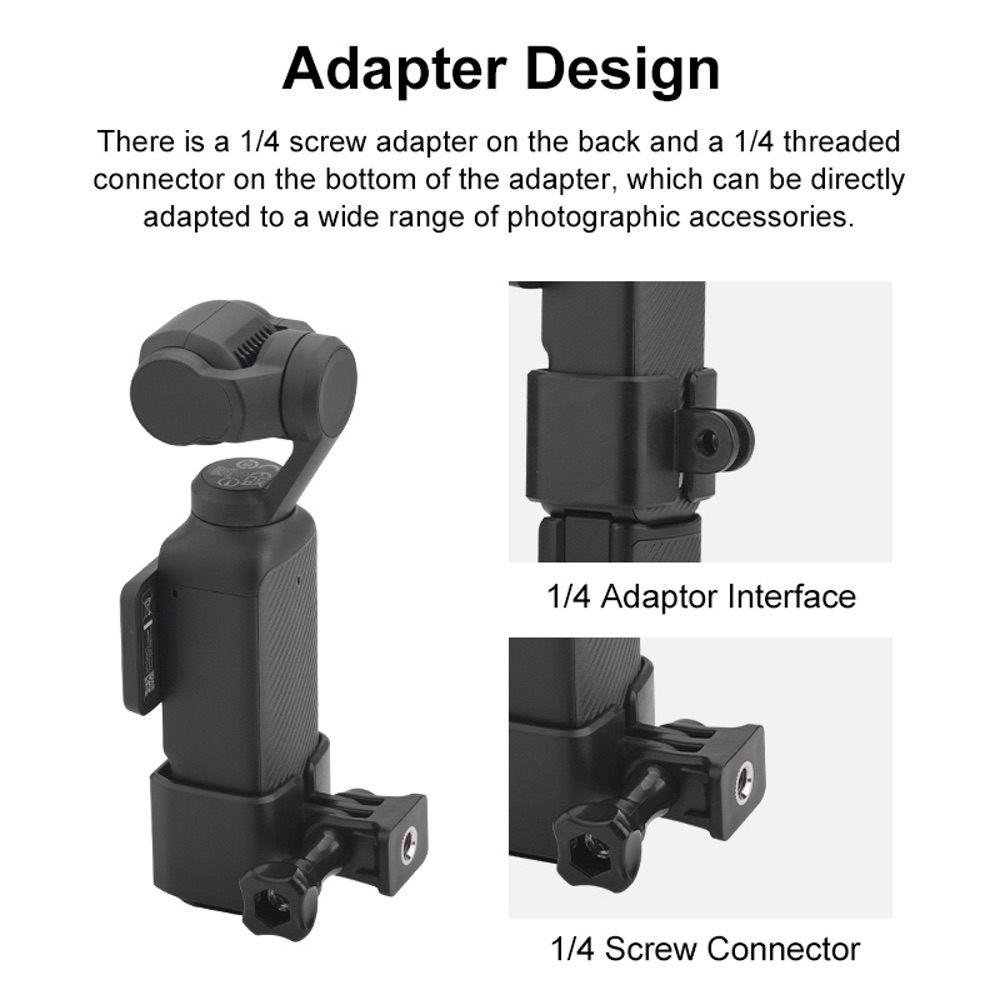 Adapter Frame Expansion Bracket with 1/4 inch Hole For DJI OSMO Pocket 3 - Black