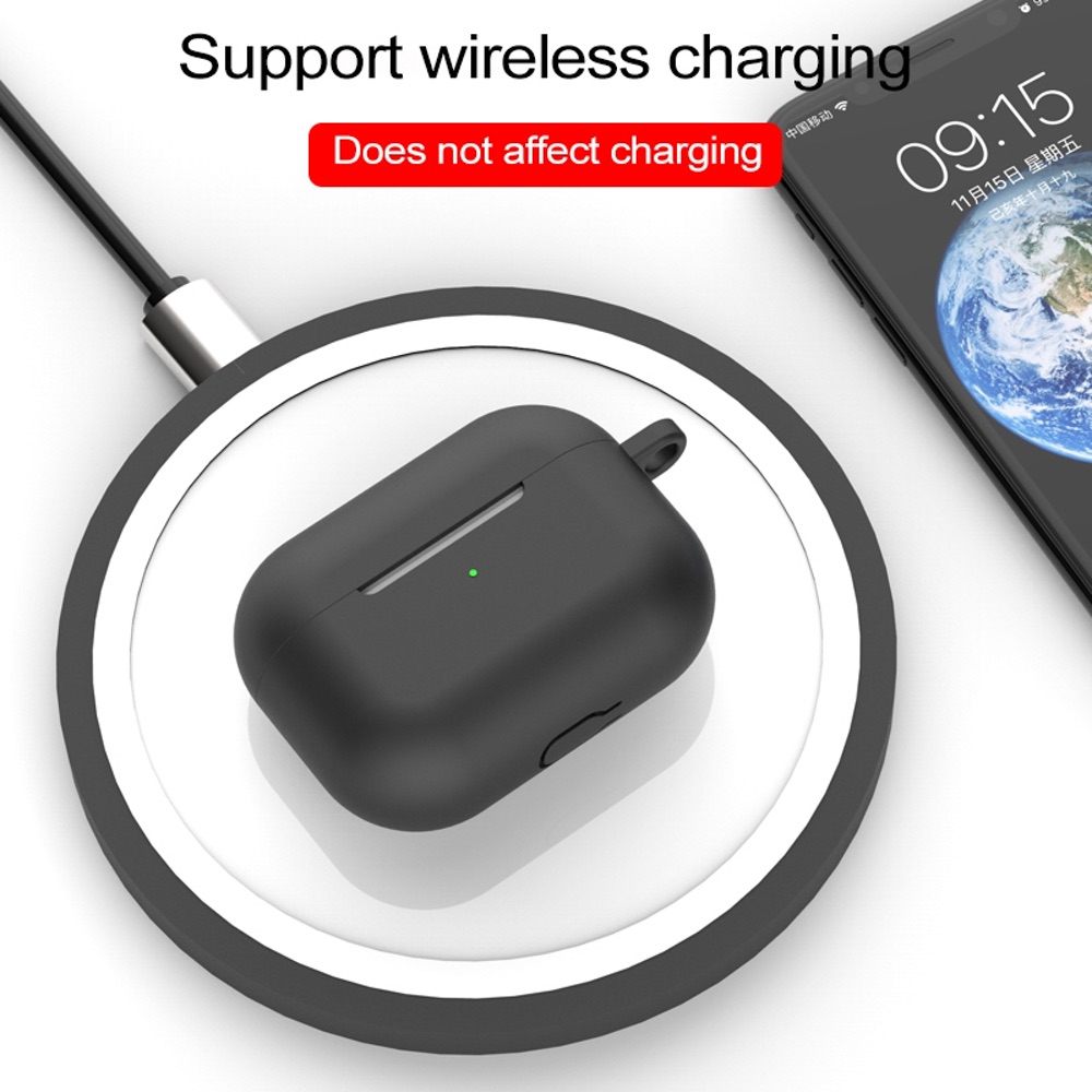 AirPods Pro Case Silicone with Lanyard Hole & Carabiner Pink