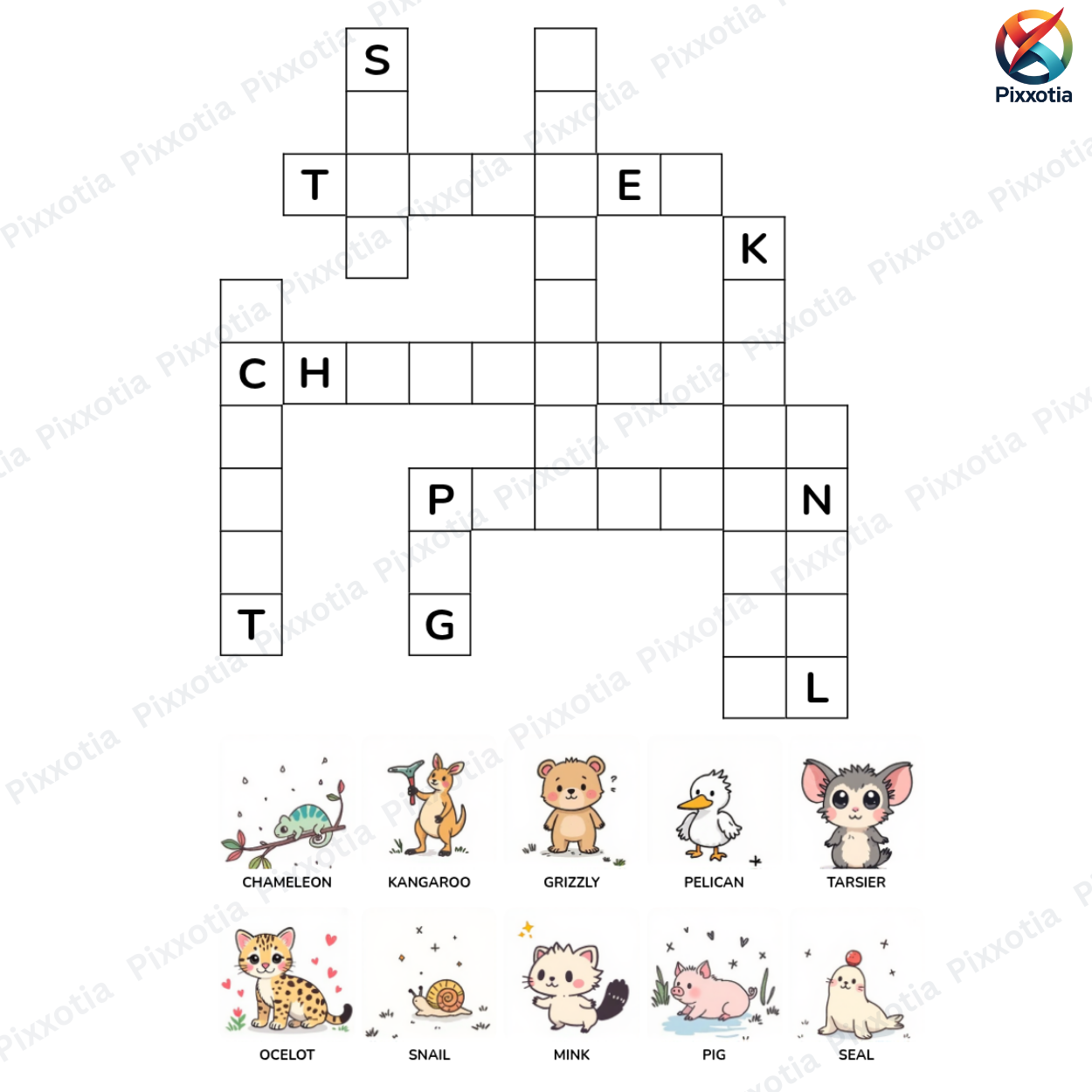 Animal Crossword Puzzle PDF | Fun Learning Activity | Printable with Solutions