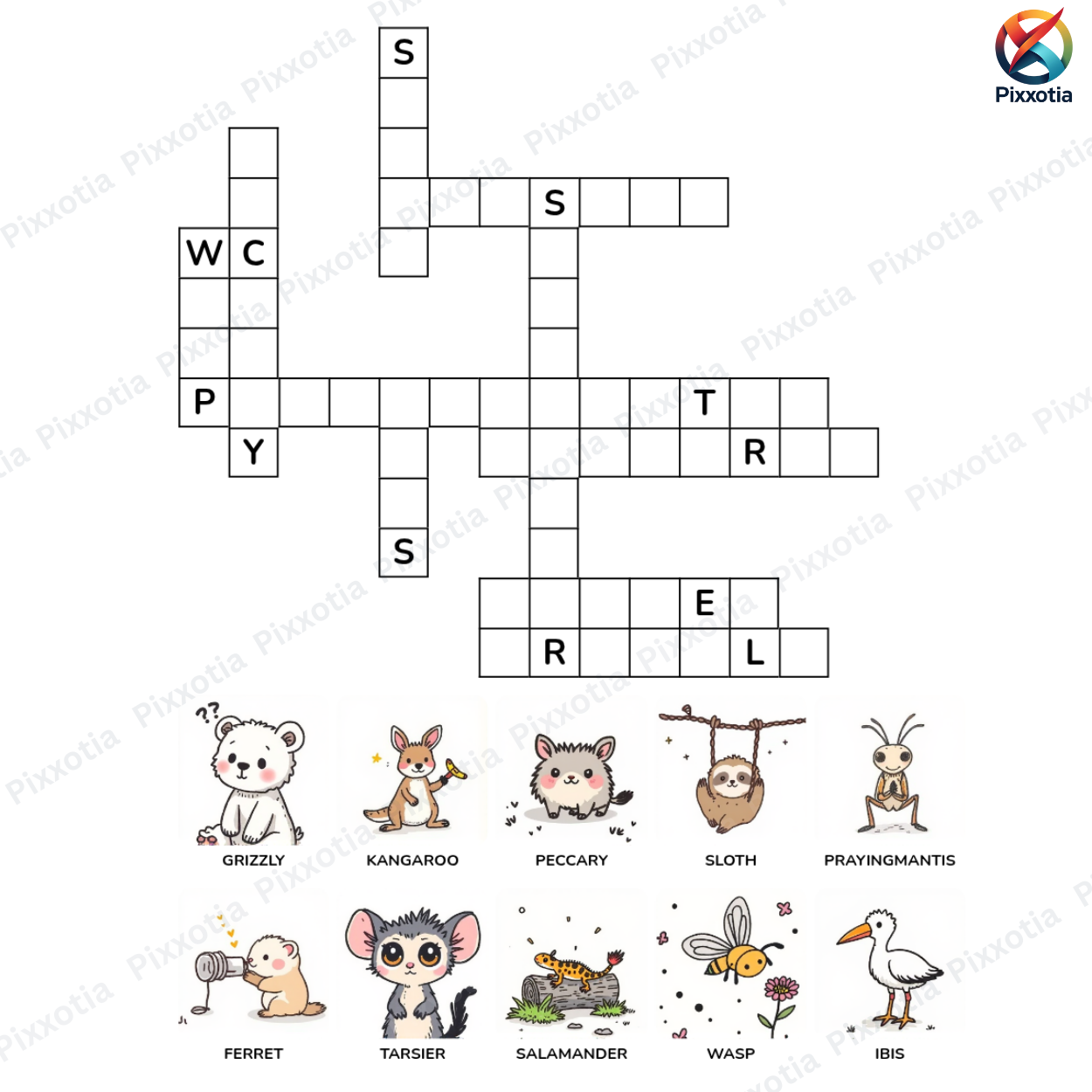 Animal Crossword Puzzle PDF | Fun Learning Activity | Printable with Solutions