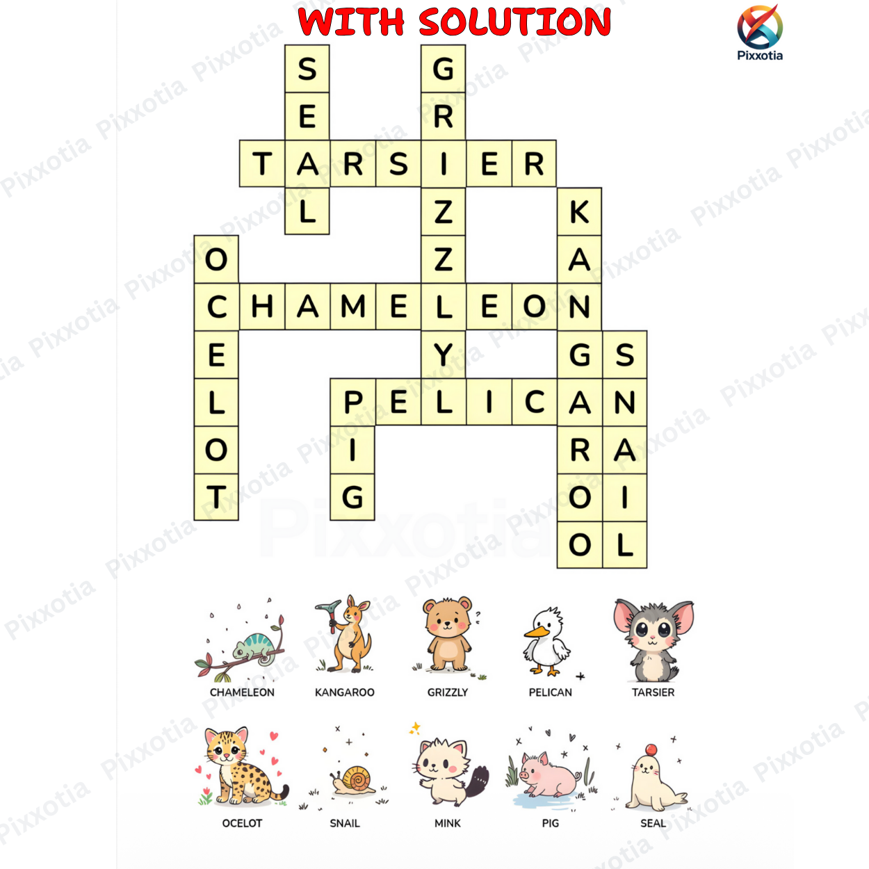 Animal Crossword Puzzle PDF | Fun Learning Activity | Printable with Solutions