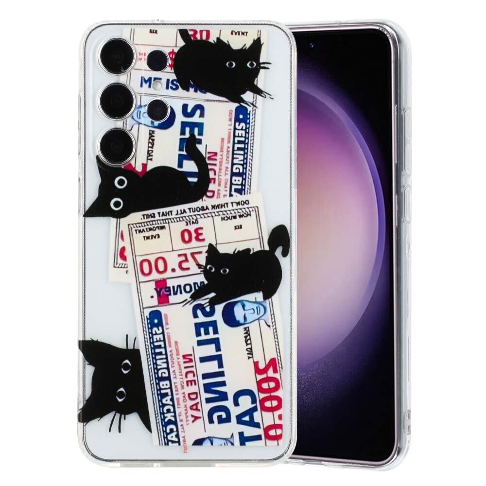 Samsung Galaxy S24 Ultra Case Cat Pattern TPU - Black