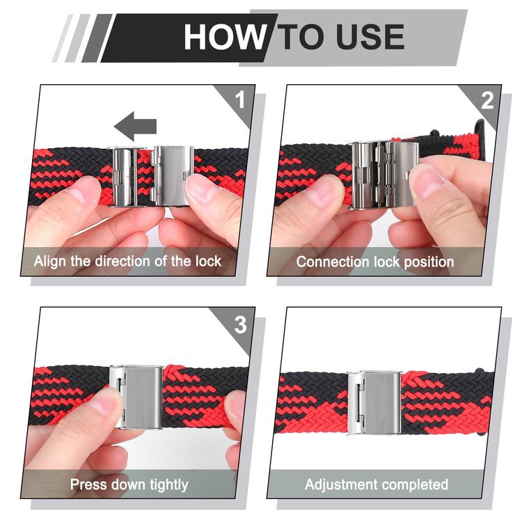 Braided Band for Apple Watch 41mm / 40mm / 38mm - Red Black