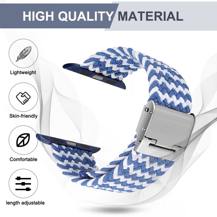 Braided Band for Apple Watch 41mm / 40mm / 38mm - Black Red Horizontal