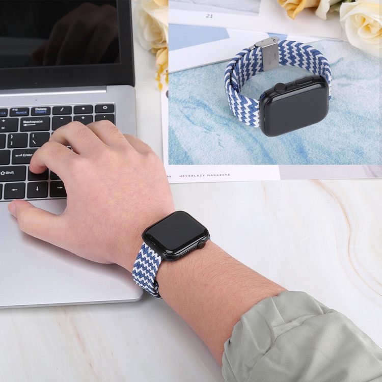 Braided Band for Apple Watch 41mm / 40mm / 38mm - Black Red Horizontal