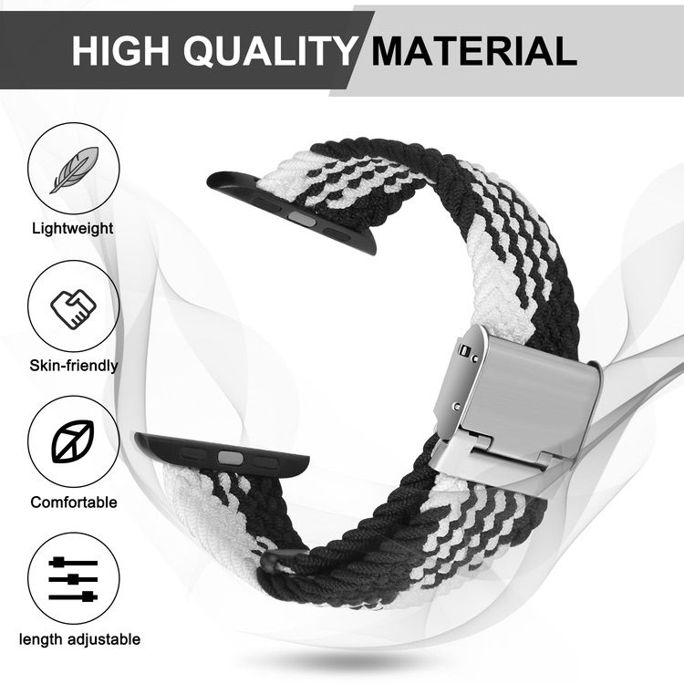 Braided Band for Apple Watch 41mm / 40mm / 38mm - Black White