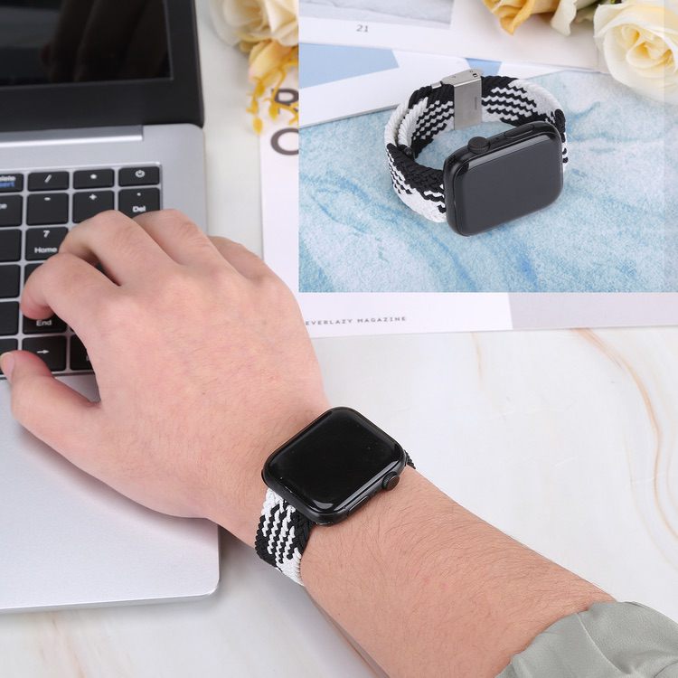 Braided Band for Apple Watch 41mm / 40mm / 38mm - Black White