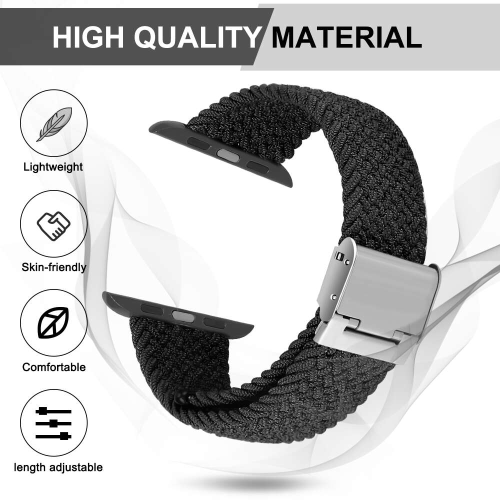 Braided Band for Apple Watch 49mm / 45mm / 44mm / 42mm - Black
