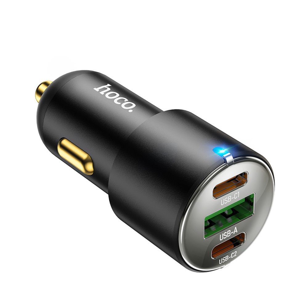 Car Charger HOCO NZ6 Three Port Fast Charge PD 45W Charger - Black