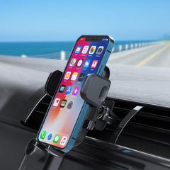 Car Phone Holder Air Vent Mount Coaxial Knob Secure Grip - Black