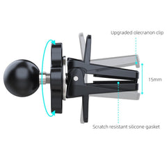 Car Phone Holder Air Vent Mount Coaxial Knob Secure Grip - Black