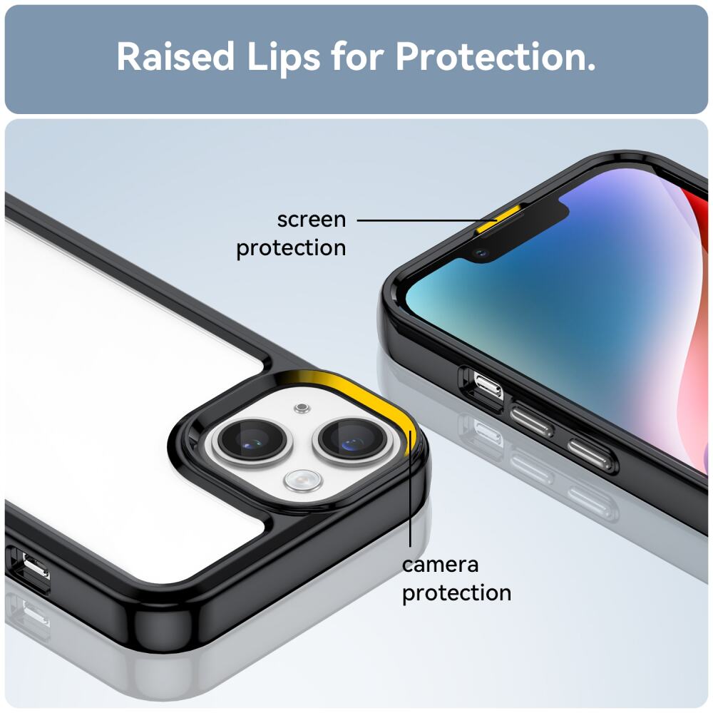 iPhone 15 Case Colorful Series Acrylic + TPU - Black