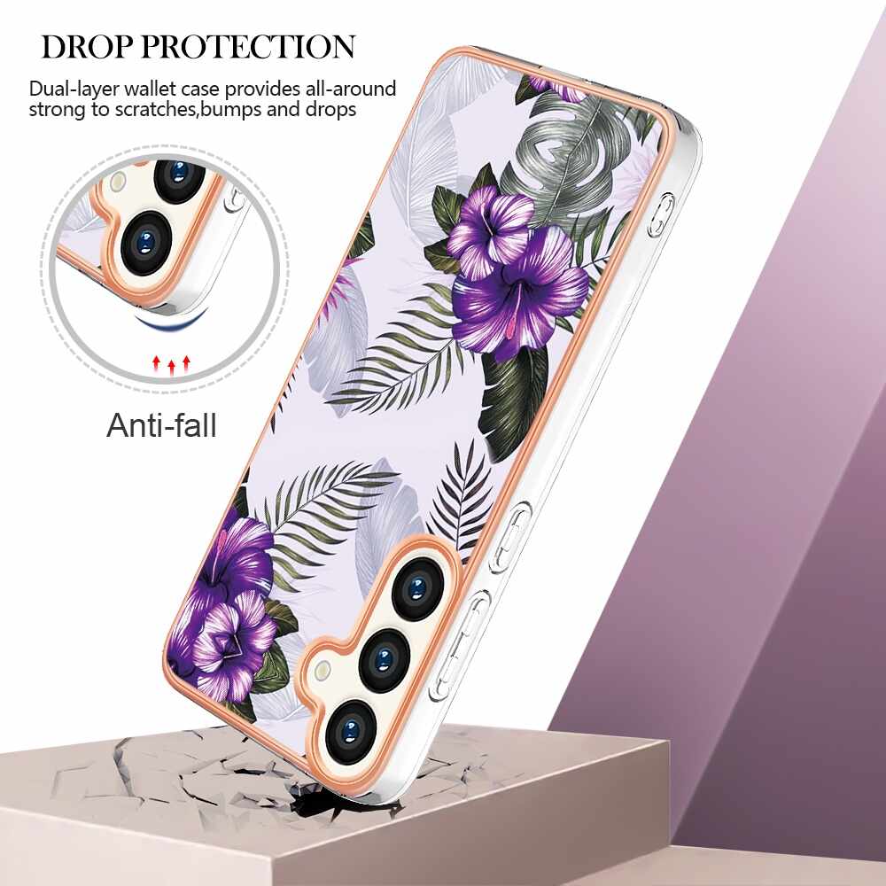 Samsung Galaxy S24 Plus 5G Case Electroplating IMD - Purple Flower