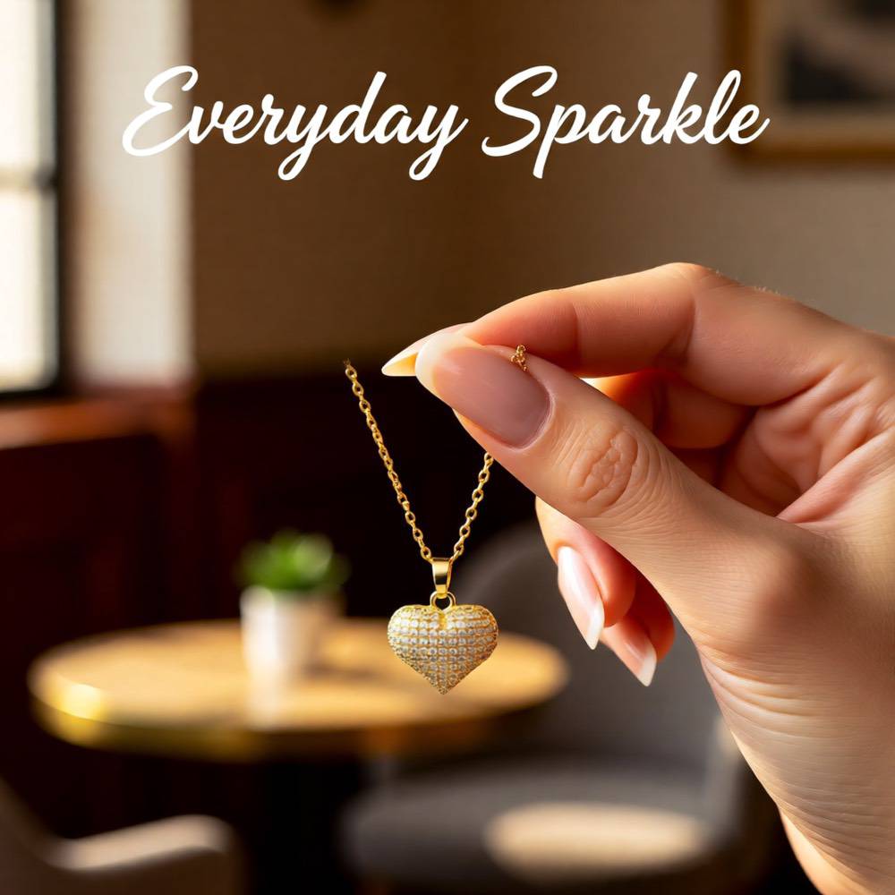 Elegant 18K Gold Plated Heart Necklace – Titanium Steel Design