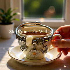 Elegant Butterfly Stainless Steel Asymmetrical Bangle - White Flower