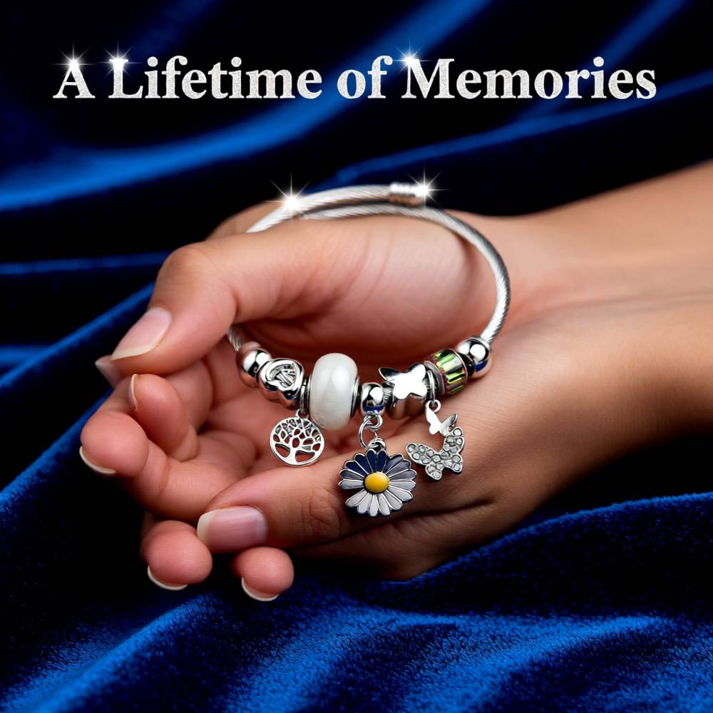 Elegant Butterfly Stainless Steel Asymmetrical Bangle - White Flower