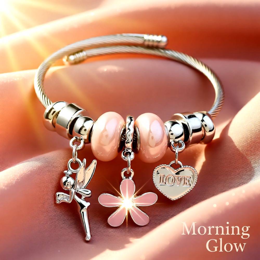 Elegant Heart Shape Butterfly Stainless Steel Asymmetrical Plating Bangle