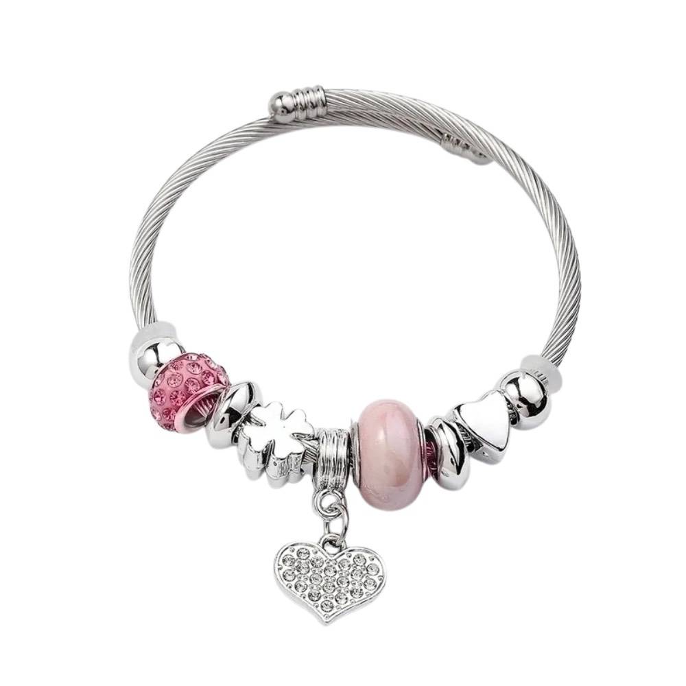 Elegant Heart Stainless Steel Asymmetrical Plated Bangle