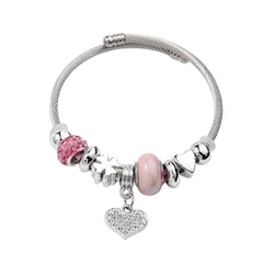 Elegant Heart Stainless Steel Asymmetrical Plated Bangle