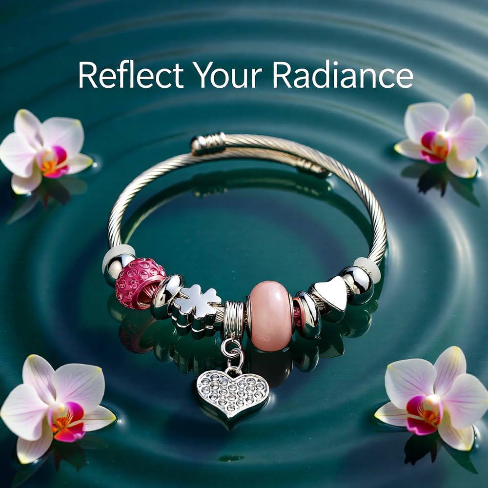 Elegant Heart Stainless Steel Asymmetrical Plated Bangle