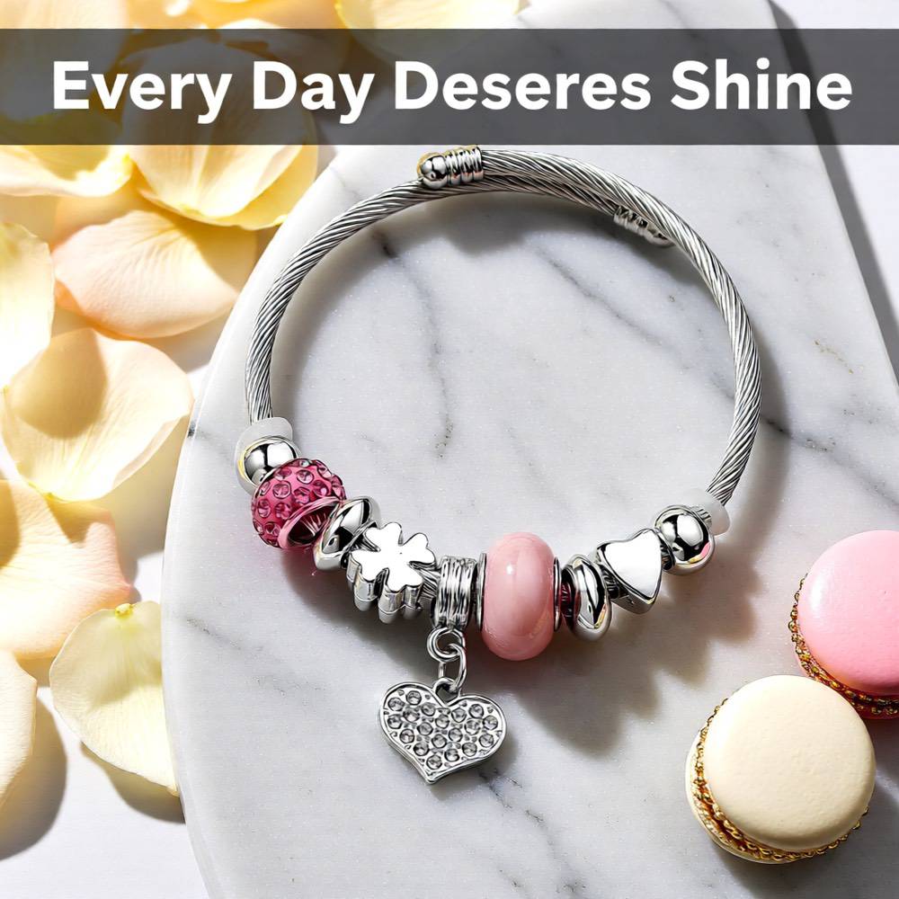 Elegant Heart Stainless Steel Asymmetrical Plated Bangle