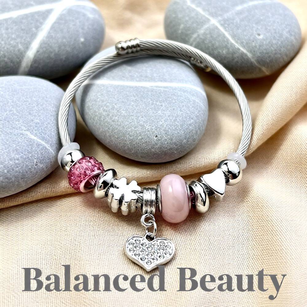 Elegant Heart Stainless Steel Asymmetrical Plated Bangle