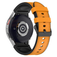 Galaxy Watch6 Silicone PU Leather Buckle Band – Black & Light Brown