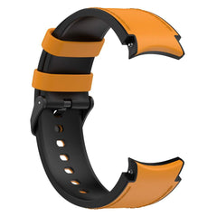 Galaxy Watch6 Silicone PU Leather Buckle Band – Black & Light Brown
