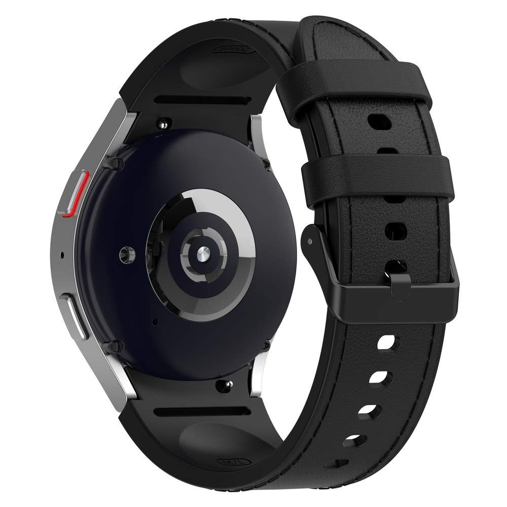 Galaxy Watch6 Silicone PU Leather Buckle Band – Black