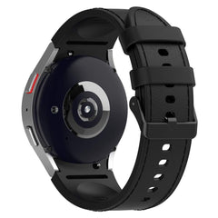 Galaxy Watch6 Silicone PU Leather Buckle Band – Black