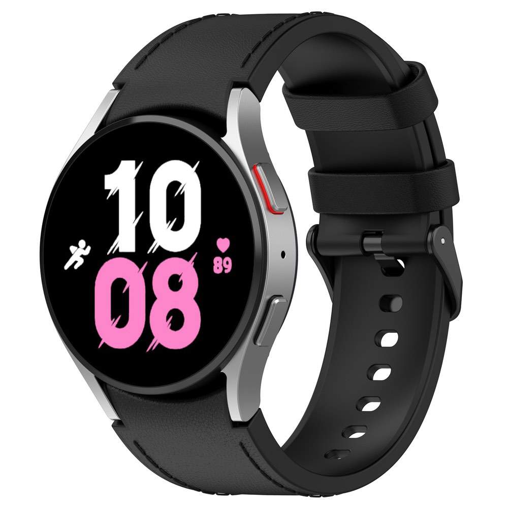 Galaxy Watch6 Silicone PU Leather Buckle Band – Black