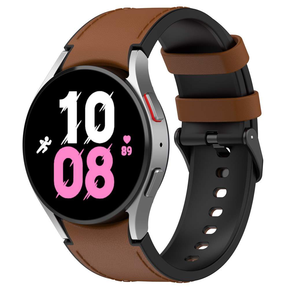 Galaxy Watch6 Silicone PU Leather Buckle Band – Brown