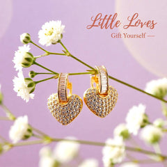 Gold Plated Heart Zircon Earrings – Elegant Copper Design (1 Pair)