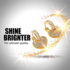 Gold Plated Heart Zircon Earrings – Elegant Copper Design (1 Pair)